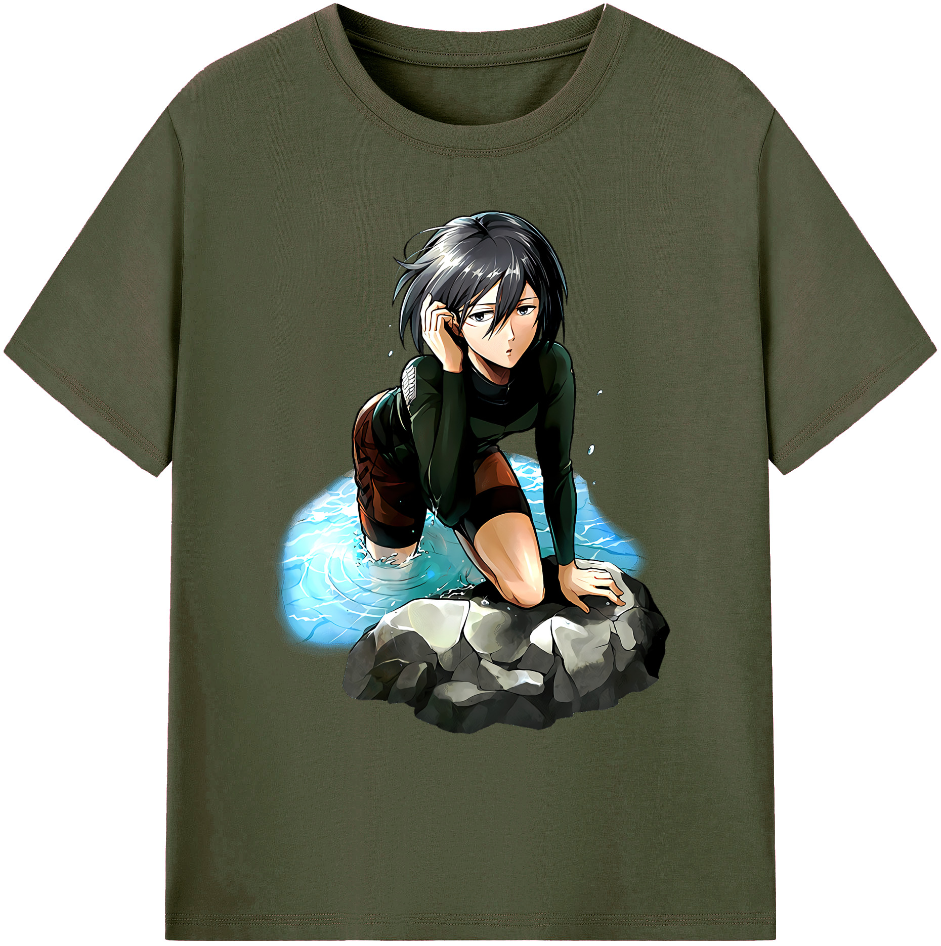 （画像用） 進撃の巨人 ミカサ·アッカーマン Attack on Titan Mikasa Ackerman 綿100％ メンズ半袖Tシャツ｜肌触りやわらか＆通気性